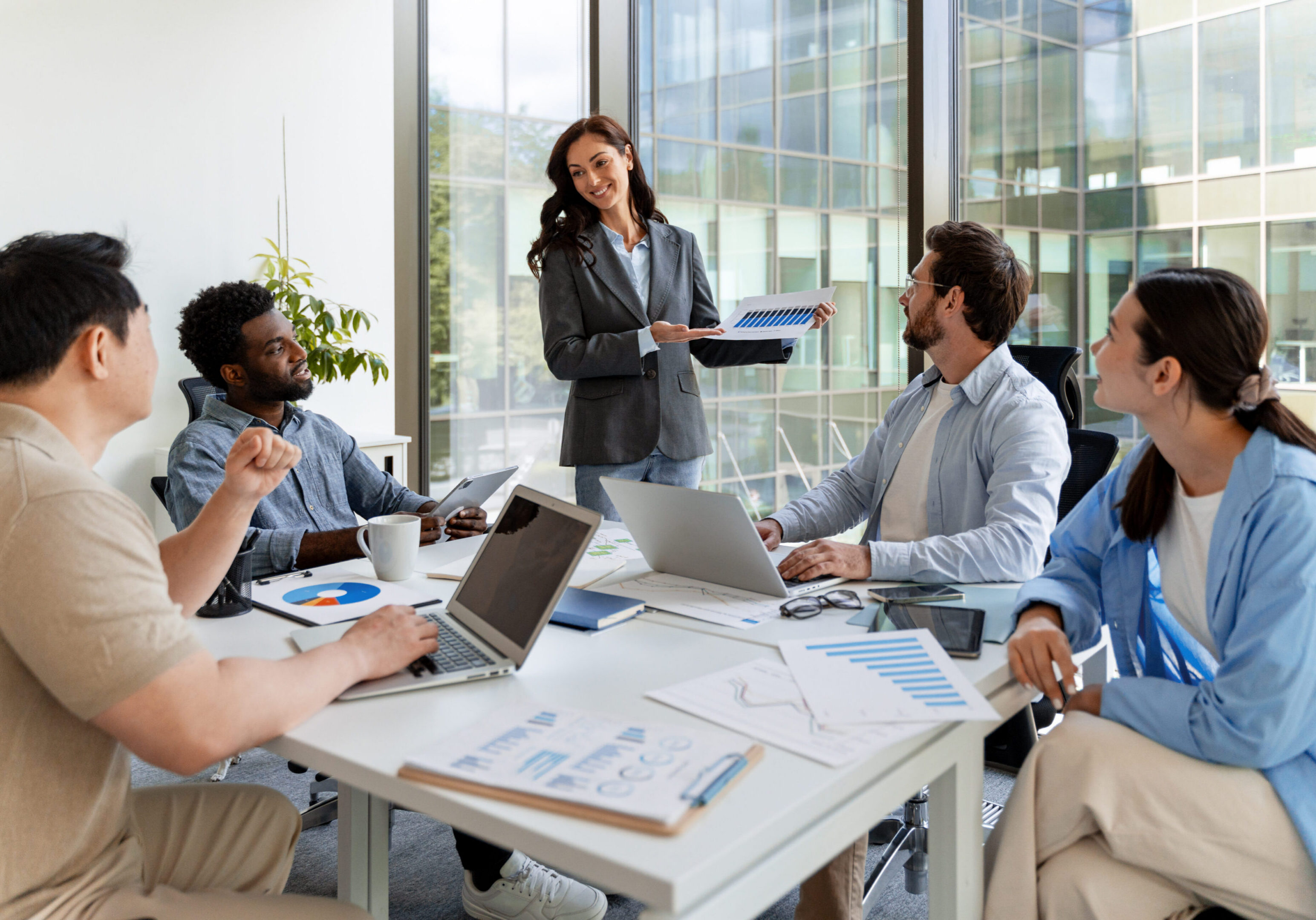 Professional presentation in modern office setting